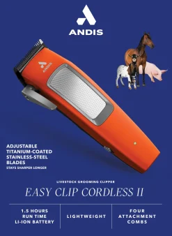 New ANDIS COMPANY Andis® Easy Clip Cord/Cordless II Clipper Orange