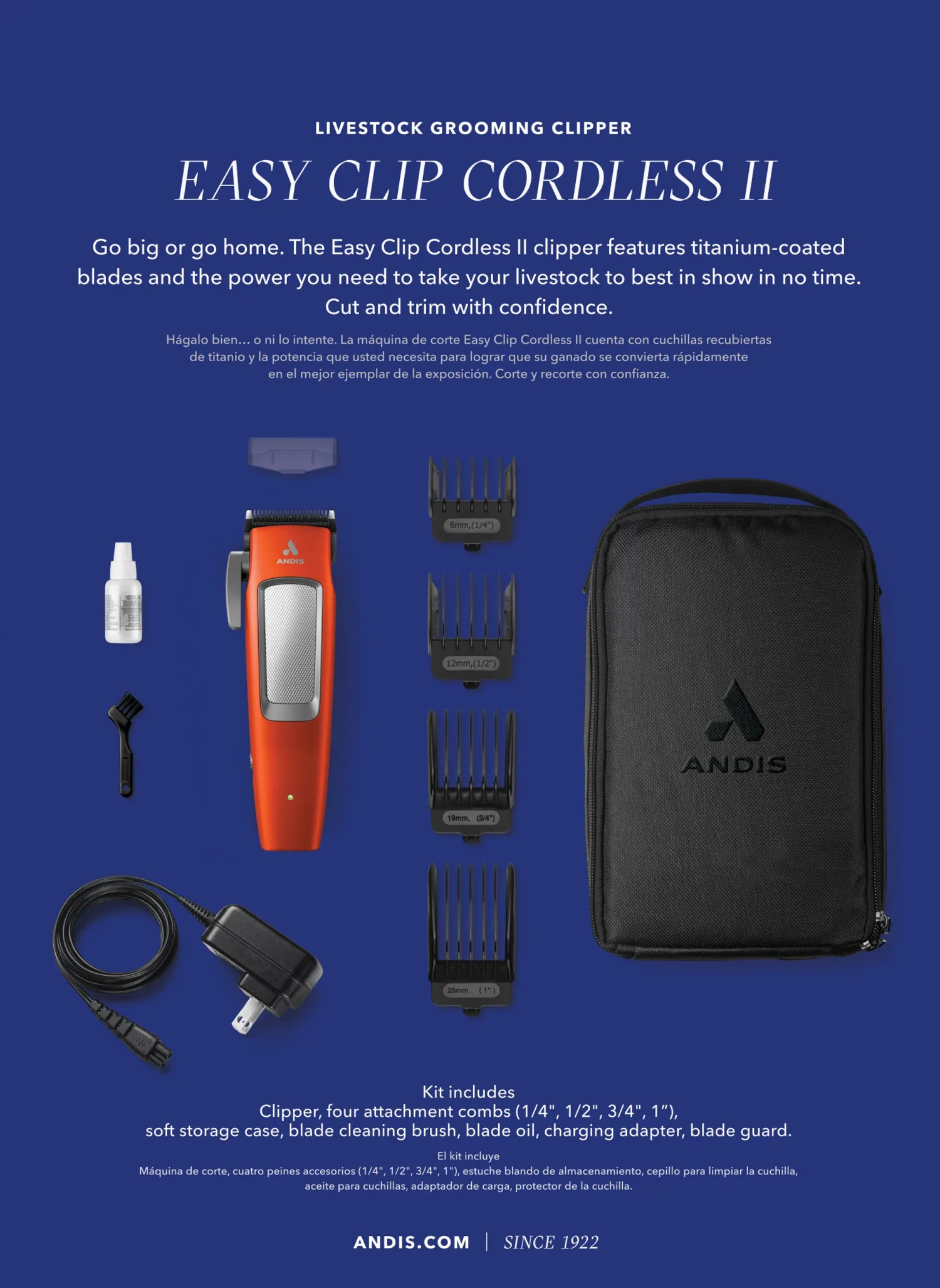 New ANDIS COMPANY Andis® Easy Clip Cord/Cordless II Clipper Orange