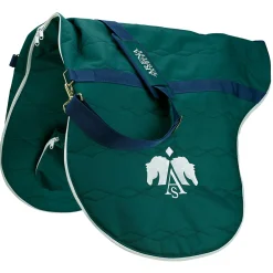 Sale SADDLERY BRANDS INTL Arena Saddle Bag Dark Green/Navy/White/Caramel