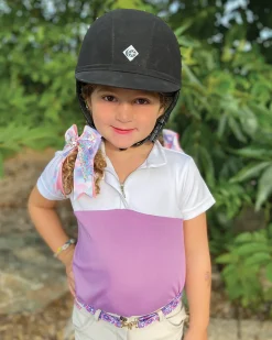 Hot BELLE AND BOW EQSTRN Belle & Bow Equestrian Children’s Short Sleeve Show Shirt Purple Color Block