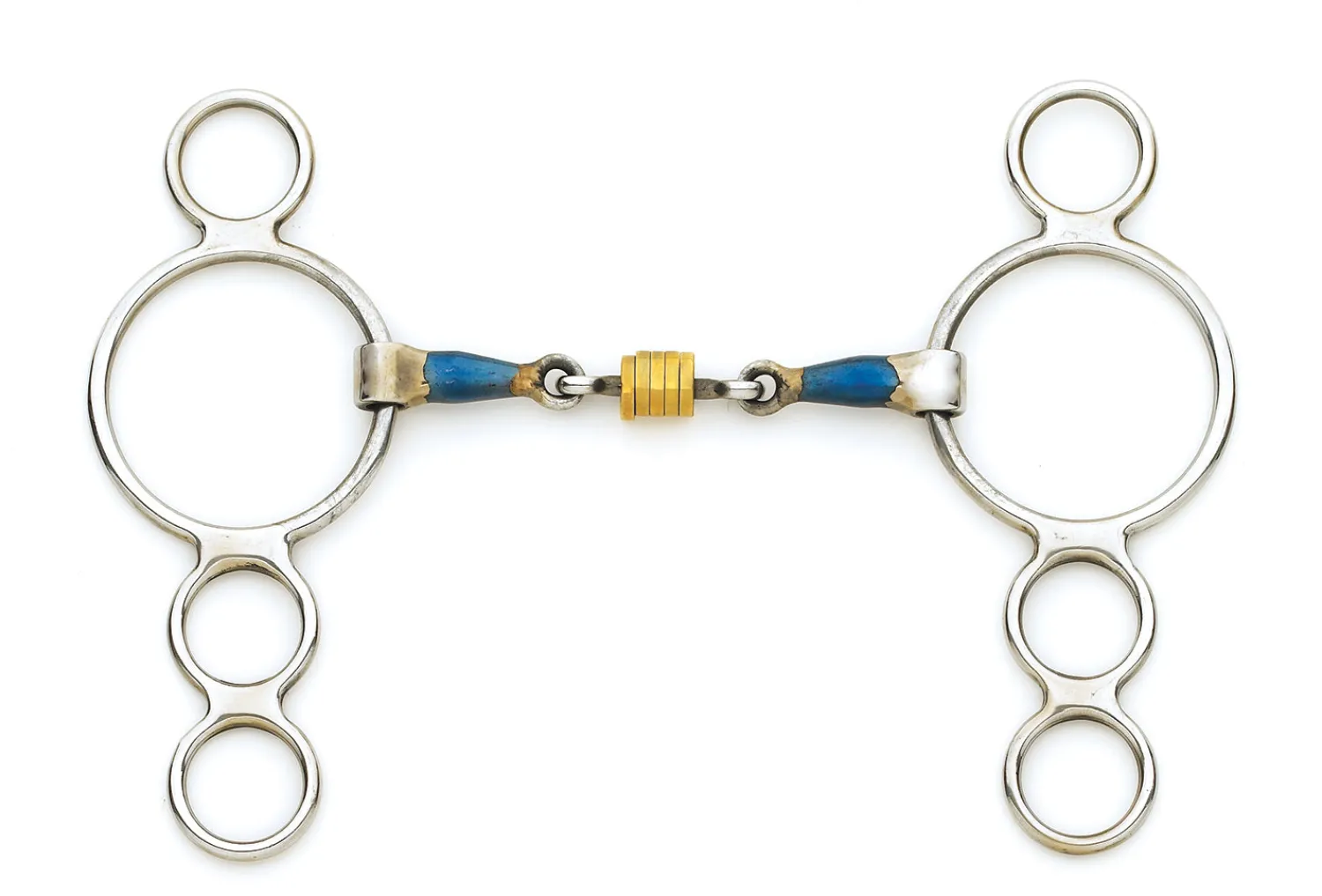 New ERS Centaur® Blue Steel Double-Jointed Disc 3-Ring Gag Bit Stainless