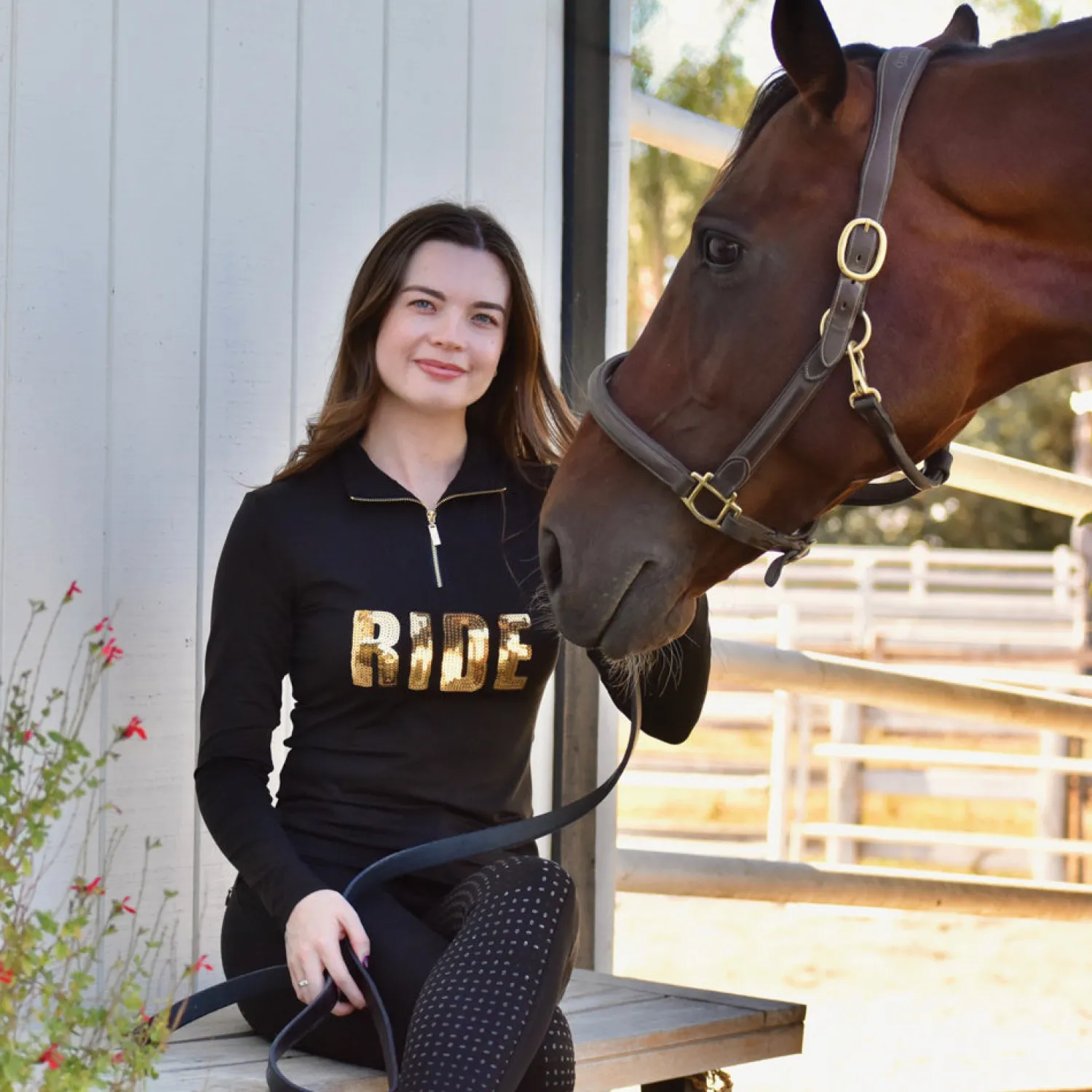 Outlet DANCING EQUESTRIAN Ladies’ "Ride" Long-Sleeve Base Layer Shirt