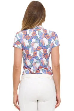 Clearance DANCING EQUESTRIAN Ladies’ Butterfly Short-Sleeve Shirt White