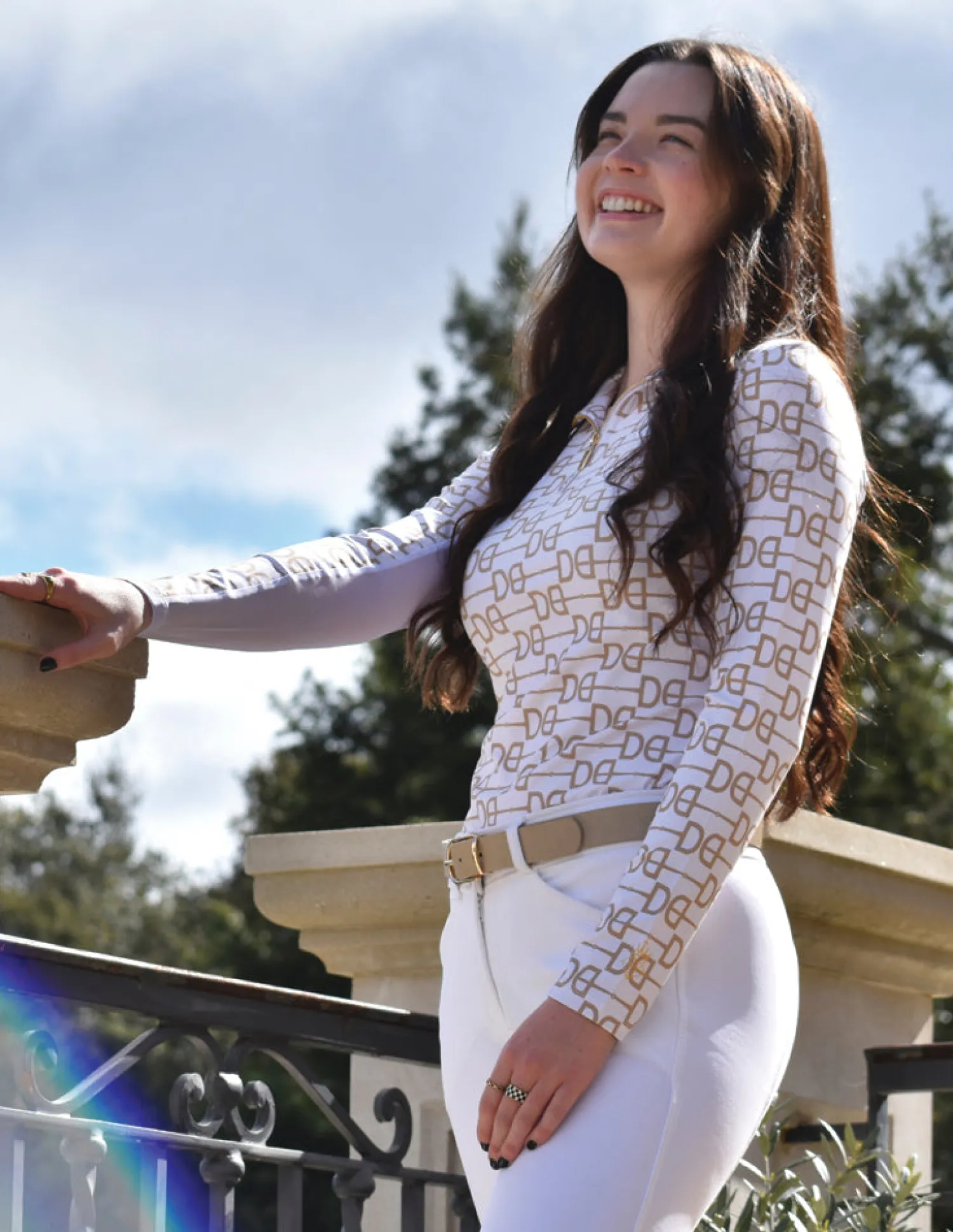 Sale DANCING EQUESTRIAN Signature Long Sleeve Shirt Gold
