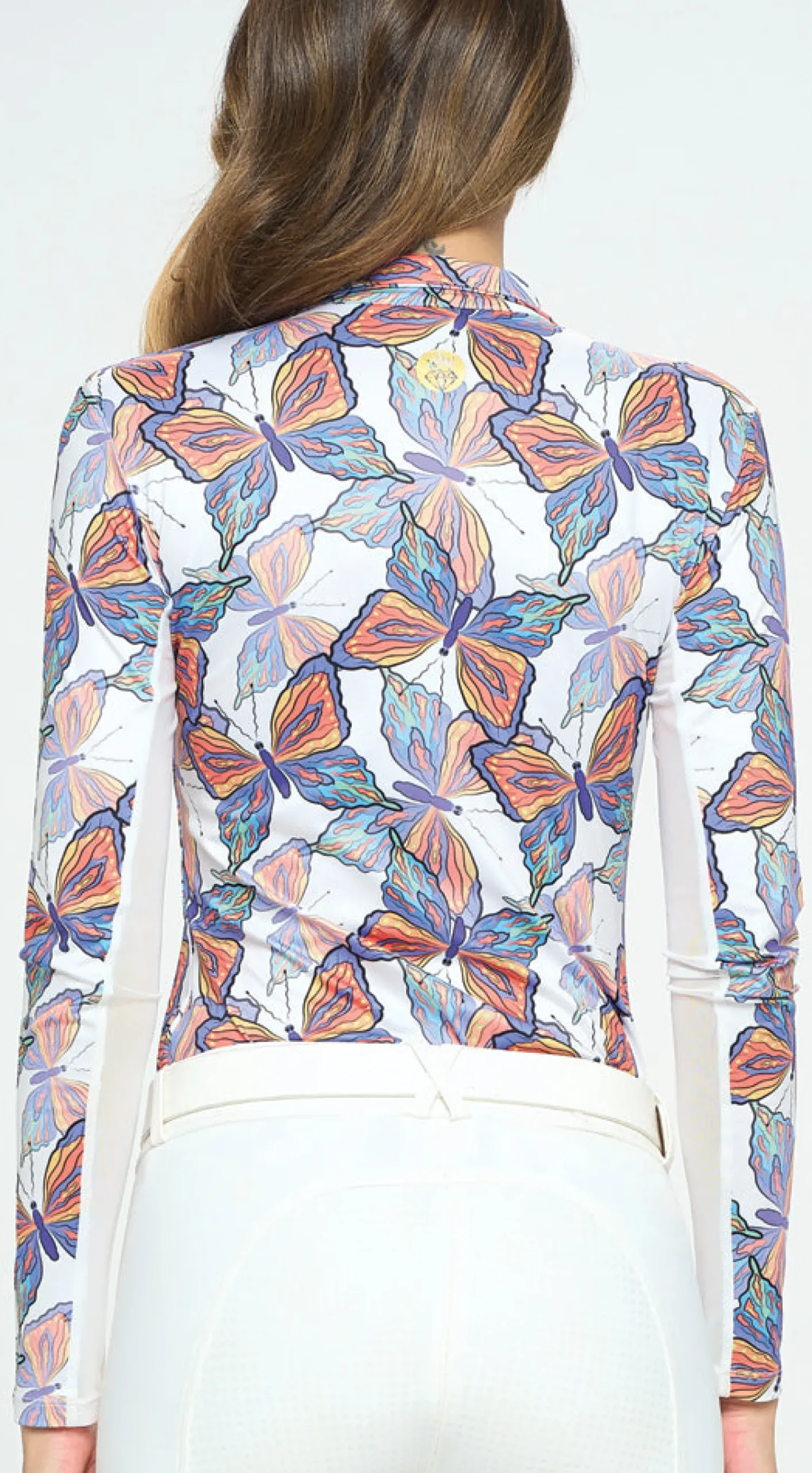 Clearance DANCING EQUESTRIAN Spring Butterfly Long Sleeve Shirt White
