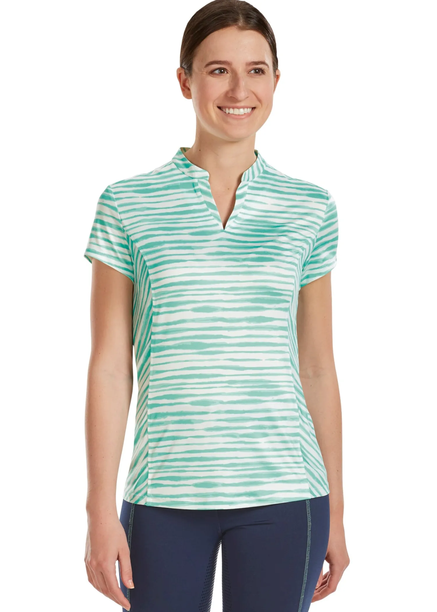 Best KIRSCH Dover Saddlery® Ladies’ Notch-V Stripe Short Sleeve Shirt