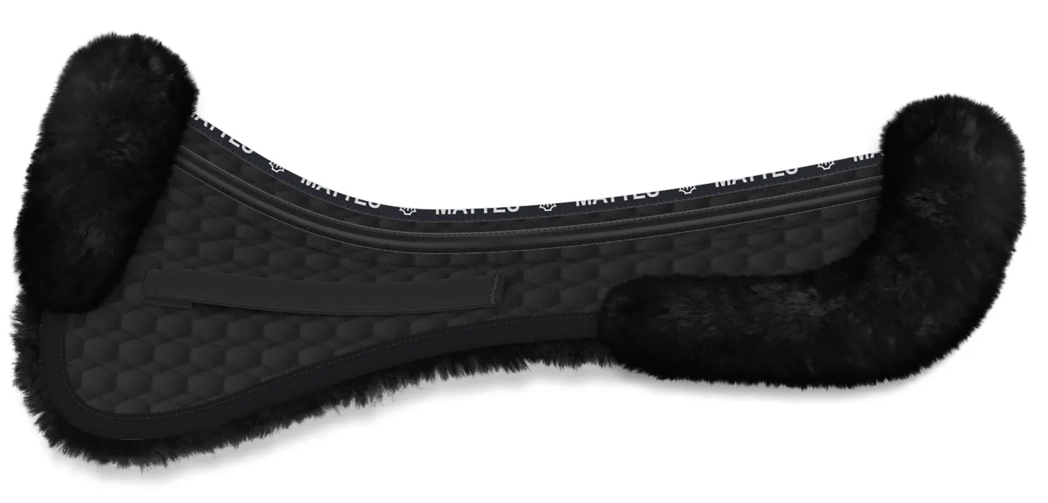 Sale WORLD EQUSTRN BRNDS E.A. Mattes Platinum EWWA Sheepskin Dressage Correction Half Pad with Rear Trim