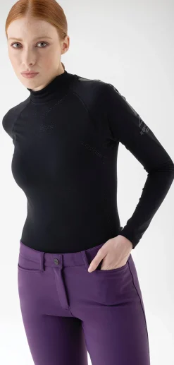 Best EQUILINE AMERICA Equiline Ladies’ Crasem Seamless Long Sleeve Shirt Black
