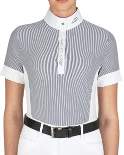 Hot EQUILINE AMERICA Equiline Ladies’ Celic Short Sleeve Show Shirt White/Deep Blue