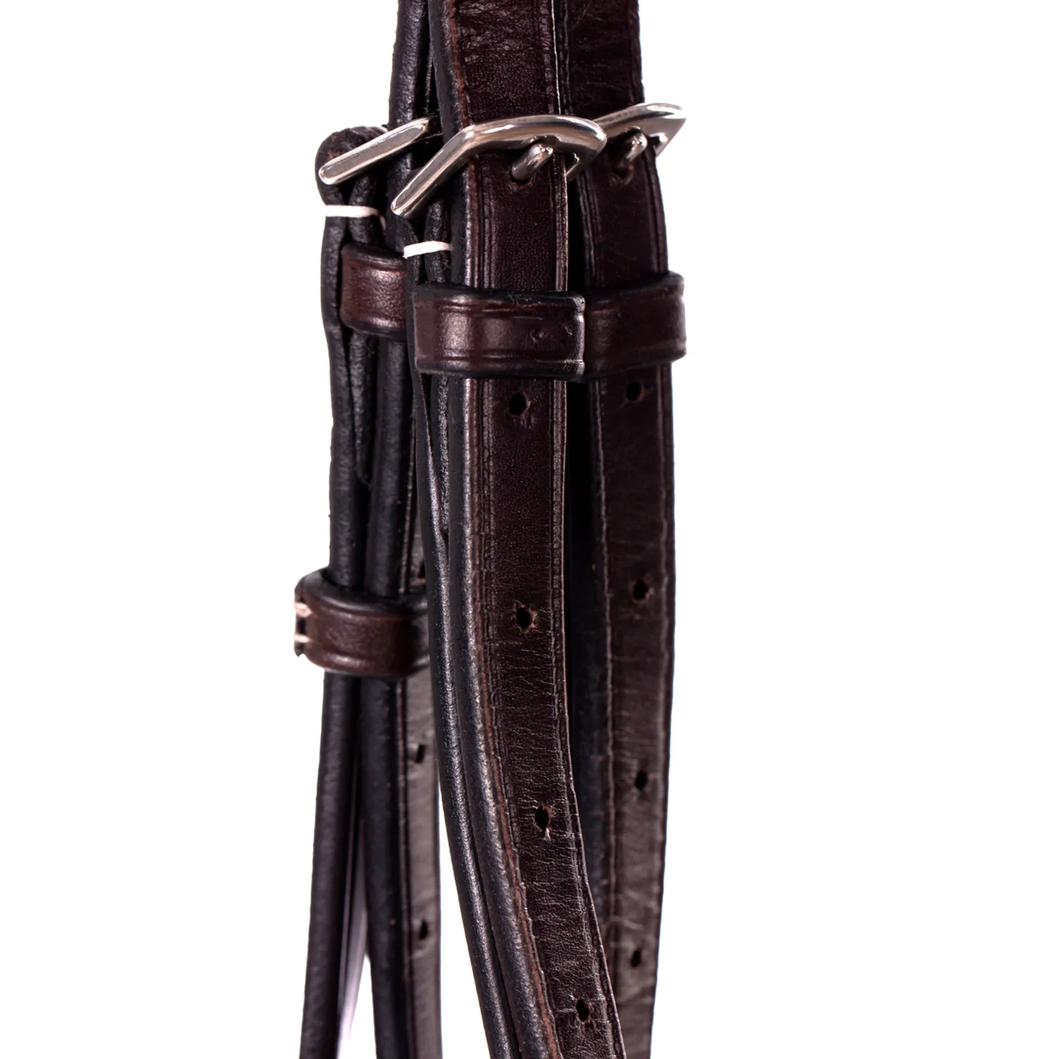 New EQUINAVIA Valkyrie Fancy-Stitched Figure-8 Bridle & Reins Chocolate Brown