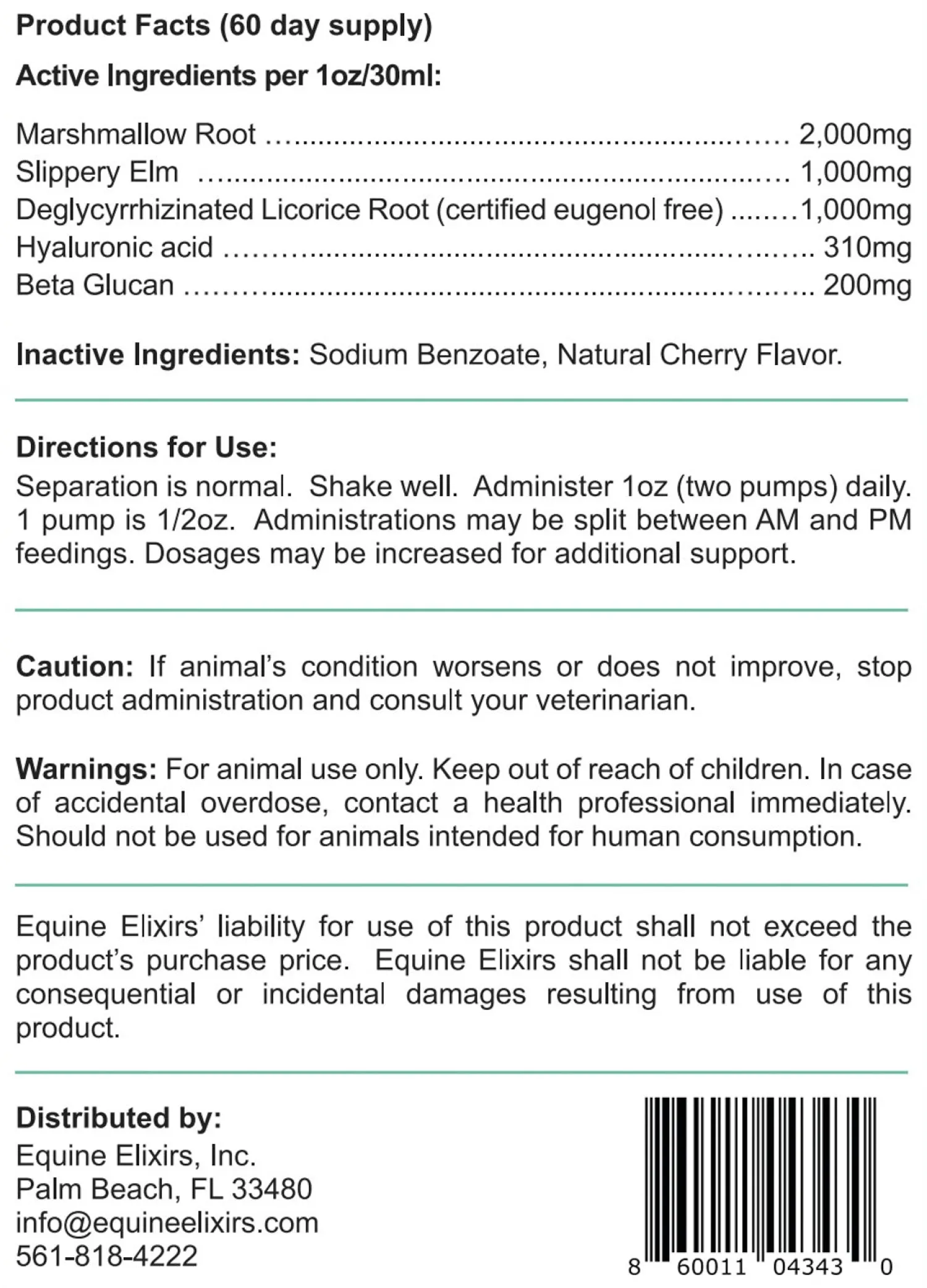 Online EQUINE ELIXIRS INC Equine Elixirs Slimer Liquid Gastric Support