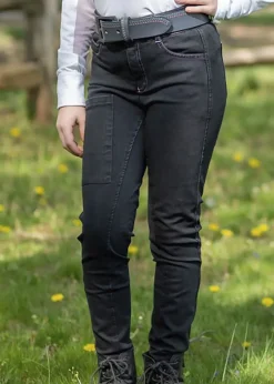 FITS RIDING FITS® Girls’ Denim Tread Knee-Patch Breech Onyx