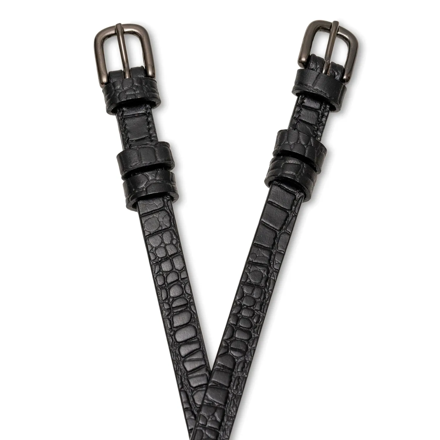 New HALTER EGO ® Doc Marten Leather Spur Straps Black Leather Croc