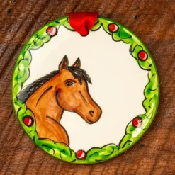 Clearance THE NOLA WATKINS COL Hand-Painted Horse Wreath Ornament