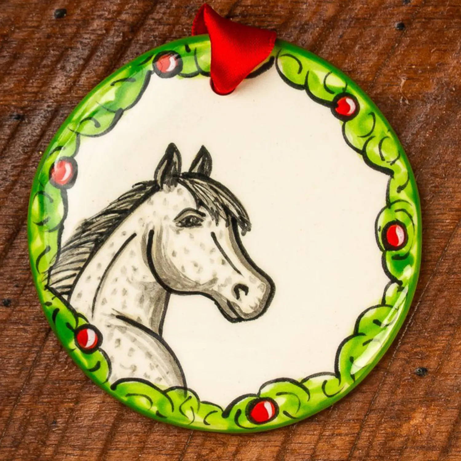 Clearance THE NOLA WATKINS COL Hand-Painted Horse Wreath Ornament