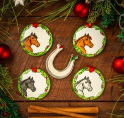 Clearance THE NOLA WATKINS COL Hand-Painted Horse Wreath Ornament