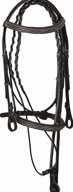 Hot JPC EQUESTRIAN Henri de Rivel Pro Fancy Raised Comfort Crown Padded Bridle with Fancy Raised Reins