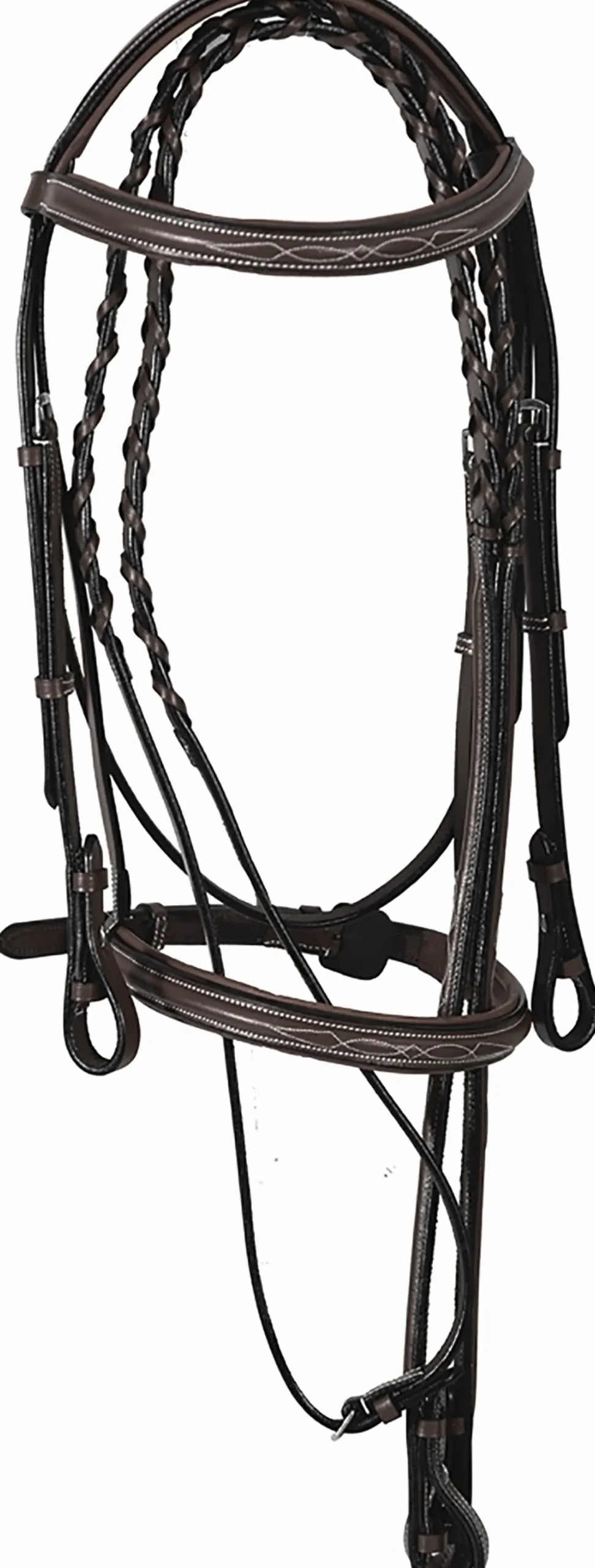 Hot JPC EQUESTRIAN Henri de Rivel Pro Fancy Raised Comfort Crown Padded Bridle with Fancy Raised Reins