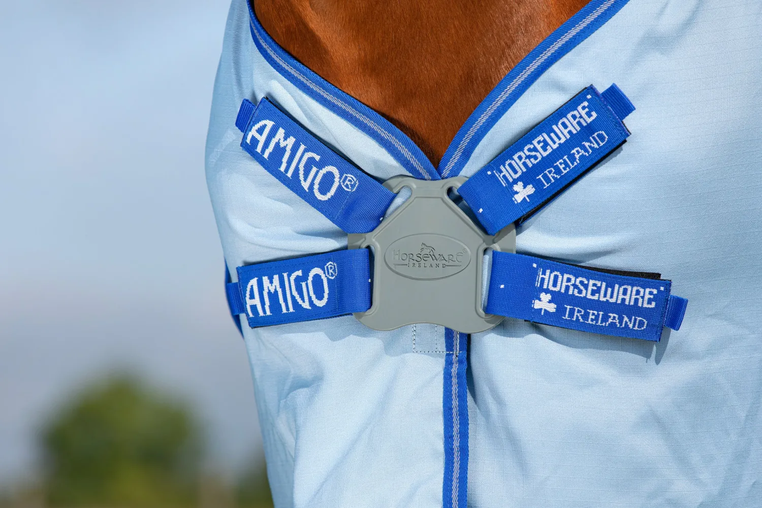 Clearance HORSEWARE ® Ireland Amigo® Ripstop Hoody Blanket Azure/Strong Blue/Silver