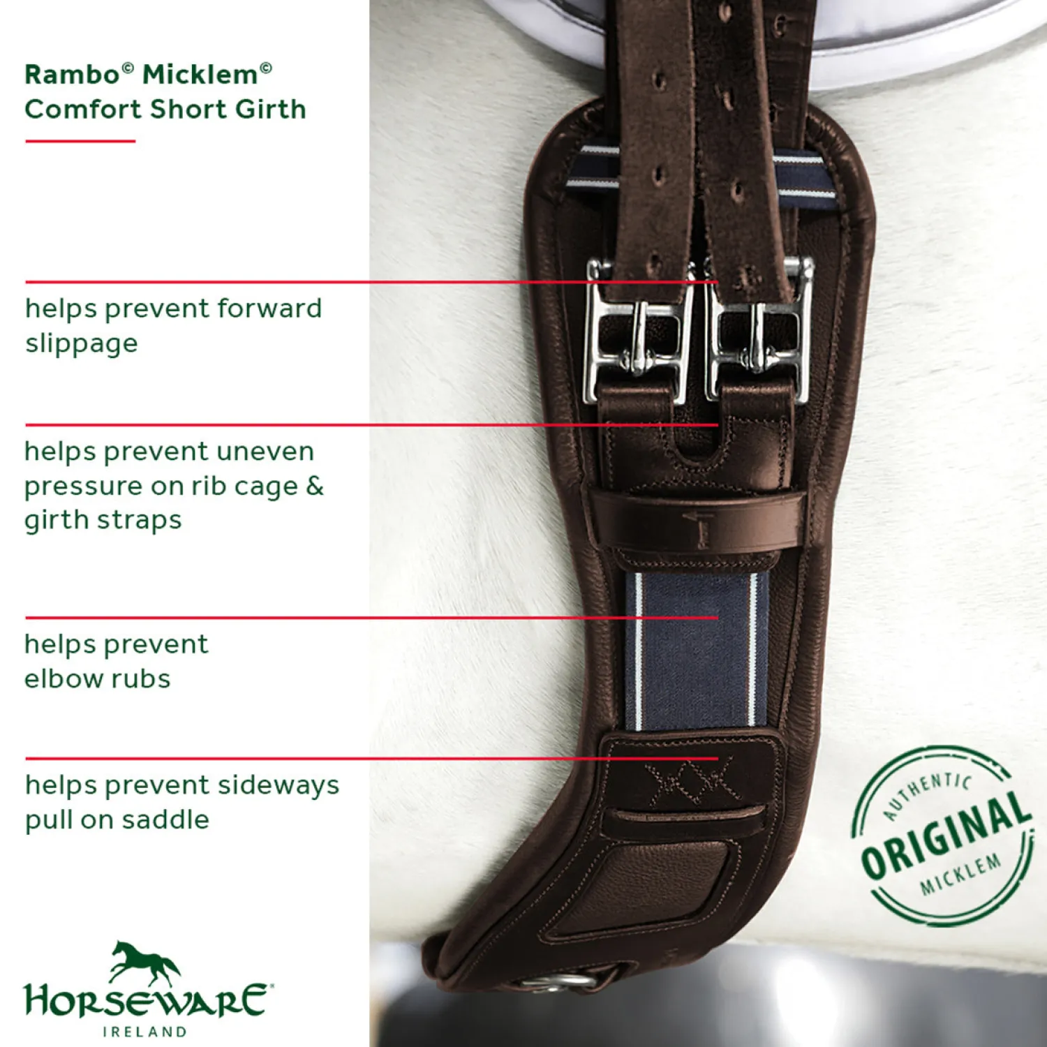 New HORSEWARE ® Ireland Rambo® Micklem® Short Comfort Girth