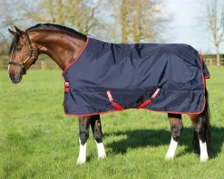 Discount HORSEWARE ® Ireland Rambo® Original 1000D Medium-Weight Turnout Blanket–200G Navy/Red