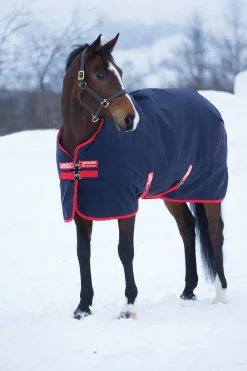 Discount HORSEWARE ® Ireland Rambo® Original 1000D Medium-Weight Turnout Blanket–200G Navy/Red
