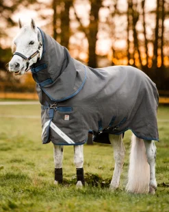 Outlet HORSEWARE ® Ireland Rhino® Plus HexStop Vari-Layer® 250 Gram Medium-Weight Turnout Blanket Grey/Indigo/Navy