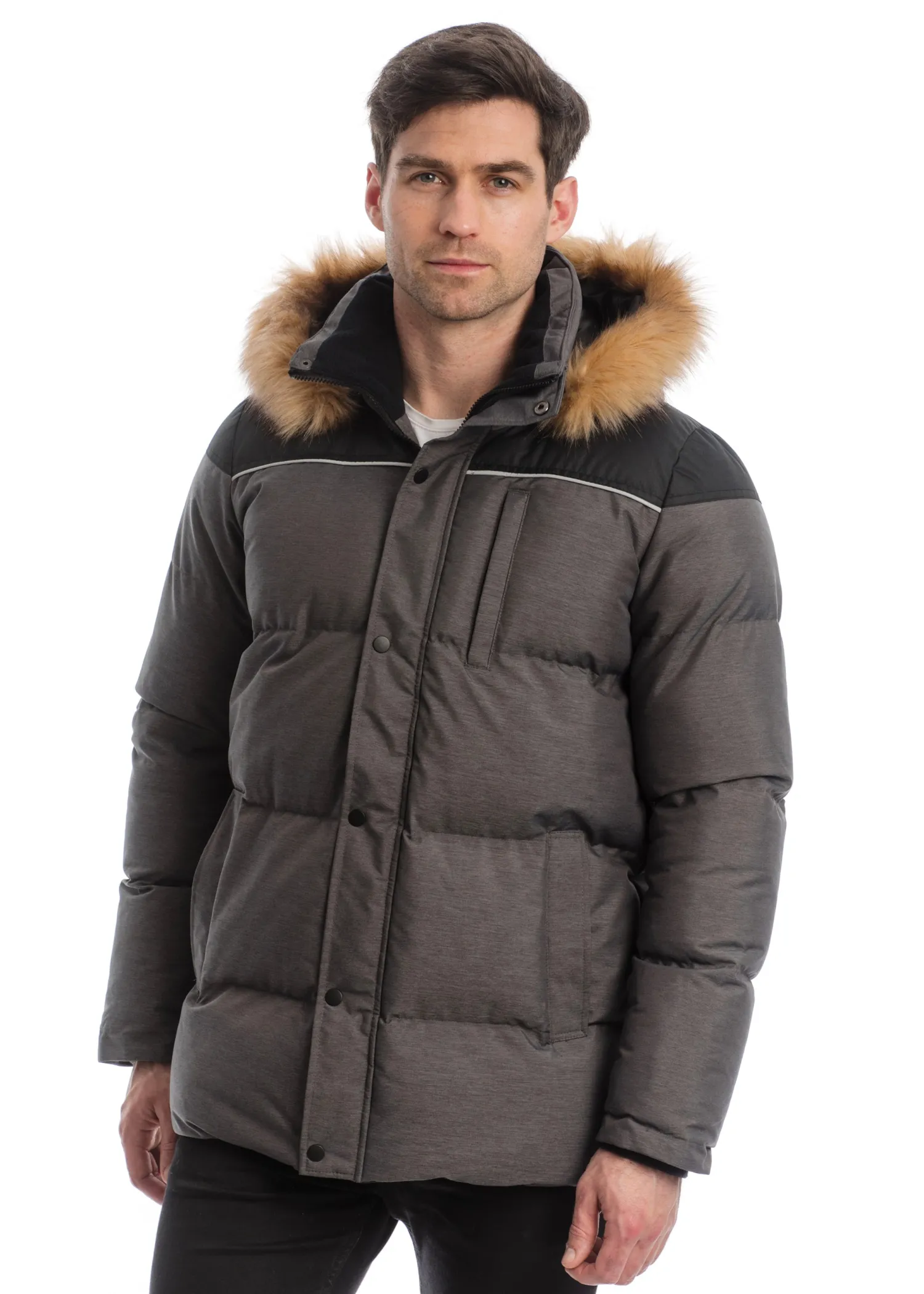 Outlet HORSEWARE ® Unisex Padded Parka with Removable Hood Black Melange