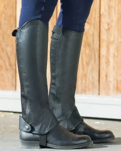 Outlet EQUINAVIA Horze Leather Half Chaps Black