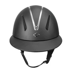Online INT RIDING HELMET IRH® F1 Wide Brim Helmet with Leather Finish Black Leather/Titanium