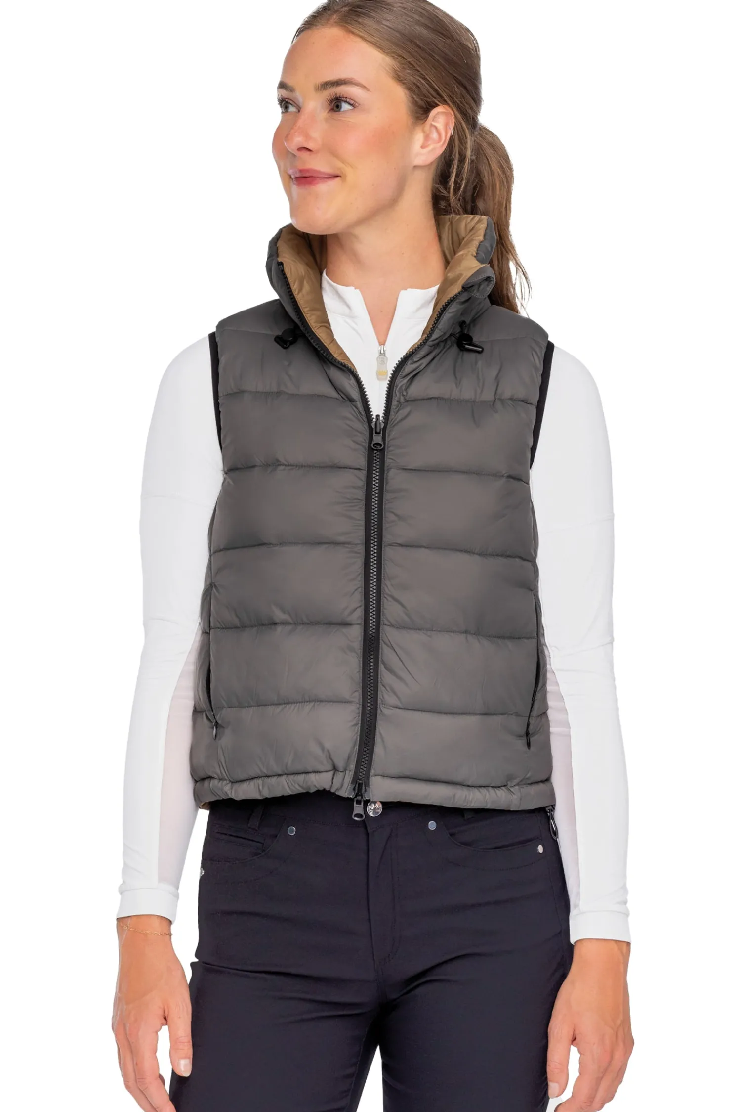 Clearance KASTEL DENMARK Ladies’ Contessa Reversible Quilted Vest Camel/Slate