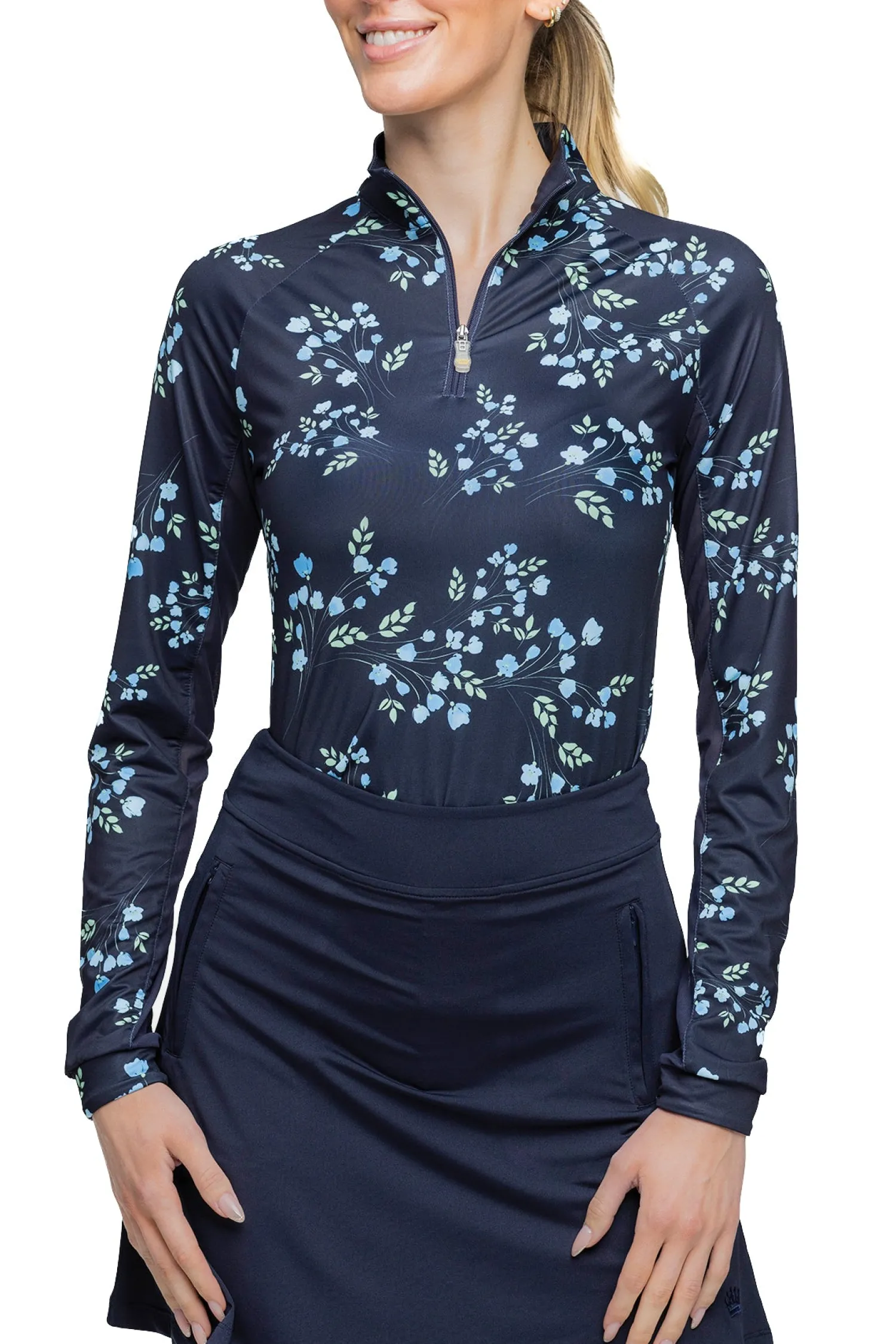 Best KASTEL DENMARK Ladies’ Piper Long Sleeve Shirt Navy Rosebuds