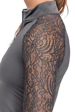 Sale KASTEL DENMARK Ladies’ Quarter-Zip Floral Lace Long-Sleeve Shirt - 