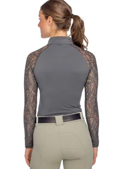 Sale KASTEL DENMARK Ladies’ Quarter-Zip Floral Lace Long-Sleeve Shirt - 