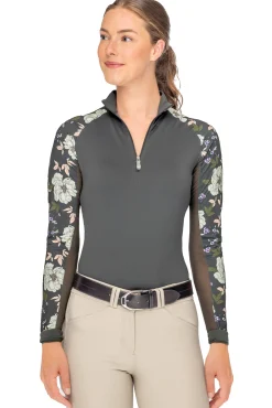Online KASTEL DENMARK Ladies’ Sondra Quarter-Zip Long-Sleeve Raglan Shirt Slate Garden Rose