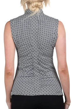 Sale KASTEL DENMARK Ladies’ Vera Sleeveless Shirt Black White Geo