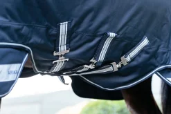 Best HORSE HEALTH TRADE LeMieux® Arika Storm-Tek 100 Gram Turnout Blanket with Leg Straps Navy/White/Navy