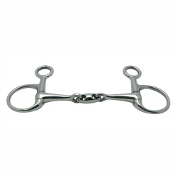 New PARTRADE Metalab Baucher Double-Jointed with Oval Link Eggbutt Snaffle Bit - 16mm Stainless Steel