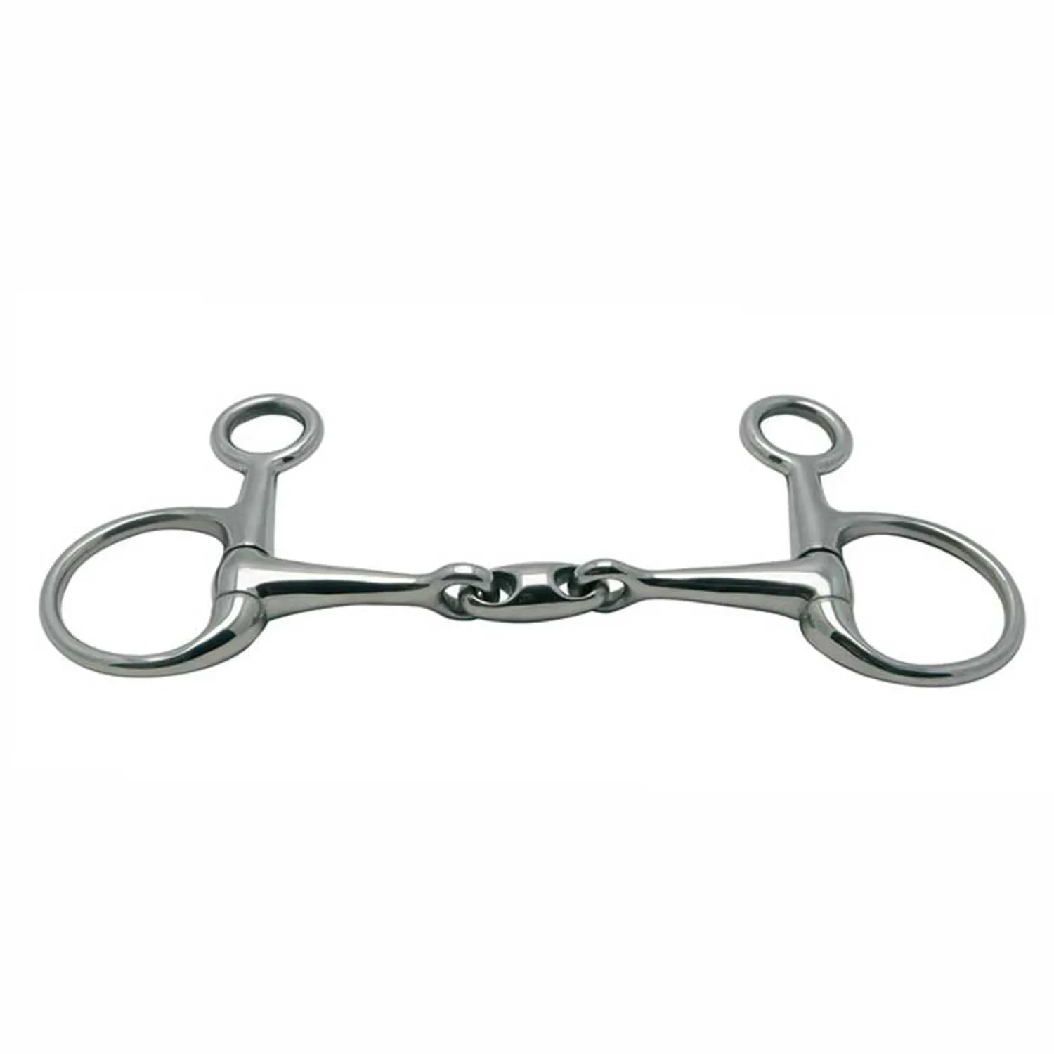 New PARTRADE Metalab Baucher Double-Jointed with Oval Link Eggbutt Snaffle Bit - 16mm Stainless Steel