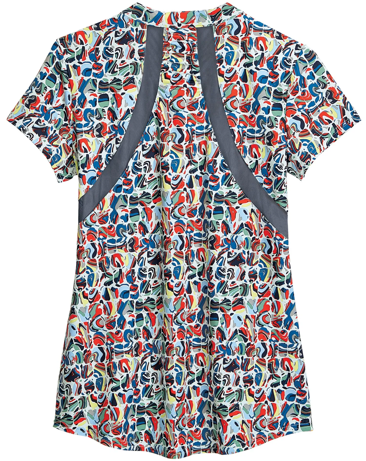 Best I APPAREL INT GROUP Noble Equestrian™ Ladies’ Erin Mandarin Short Sleeve Print Top Geo Swirl/Navy