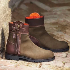 Hot PENELOPE CHILVERS  Ladies’ Inclement Cropped Tassel Boots Seaweed/Conker