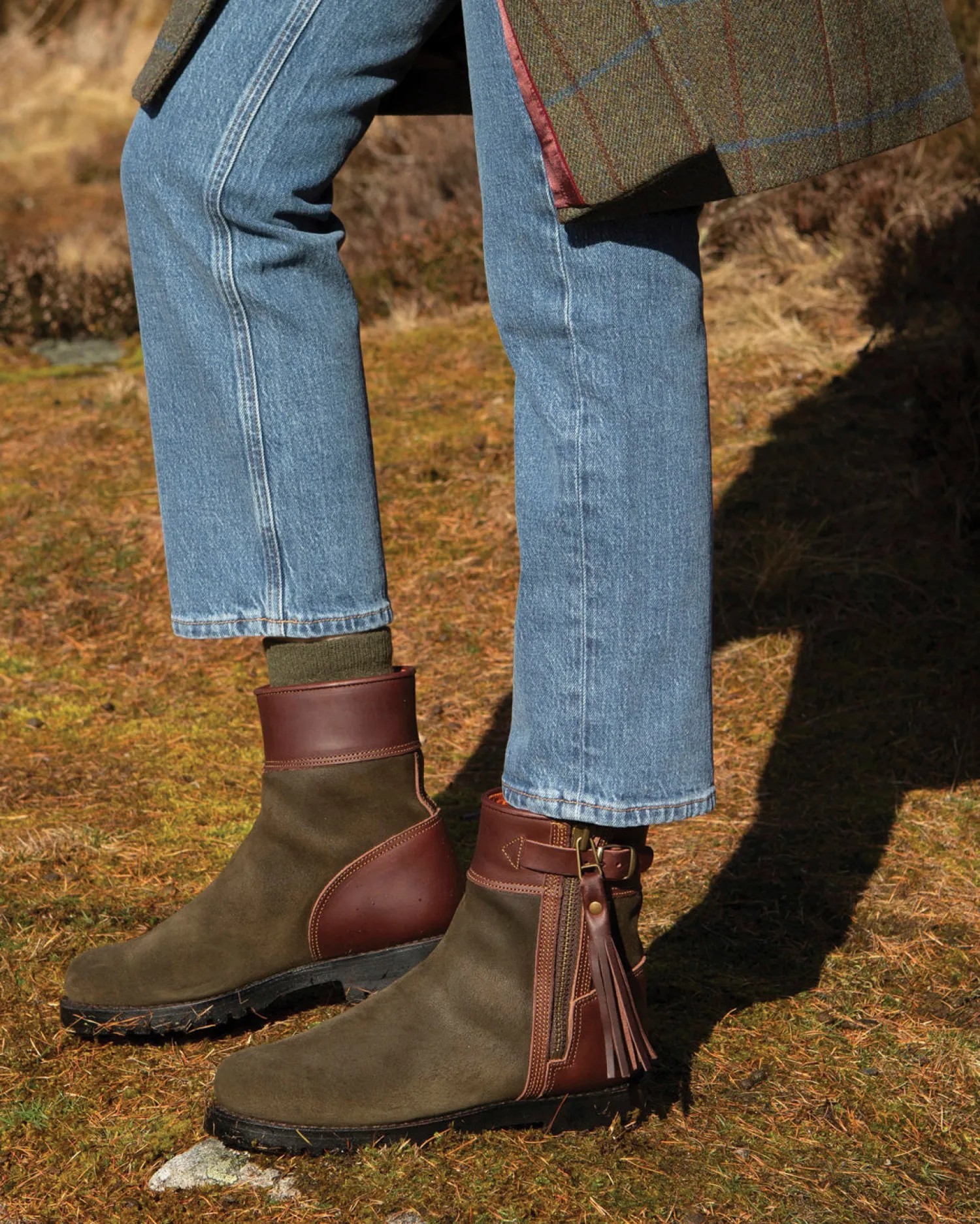 Hot PENELOPE CHILVERS Ladies’ Inclement Cropped Tassel Boots Seaweed/Conker