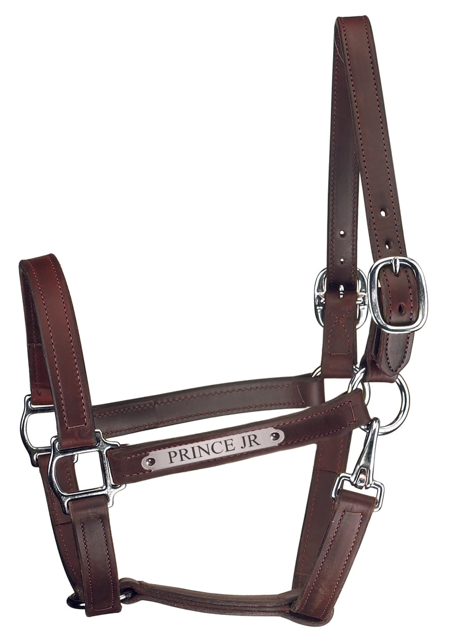 New PERRIS LEATHER Perri’s® Track Style Leather Turnout Halter with Snap Throat and Nameplate