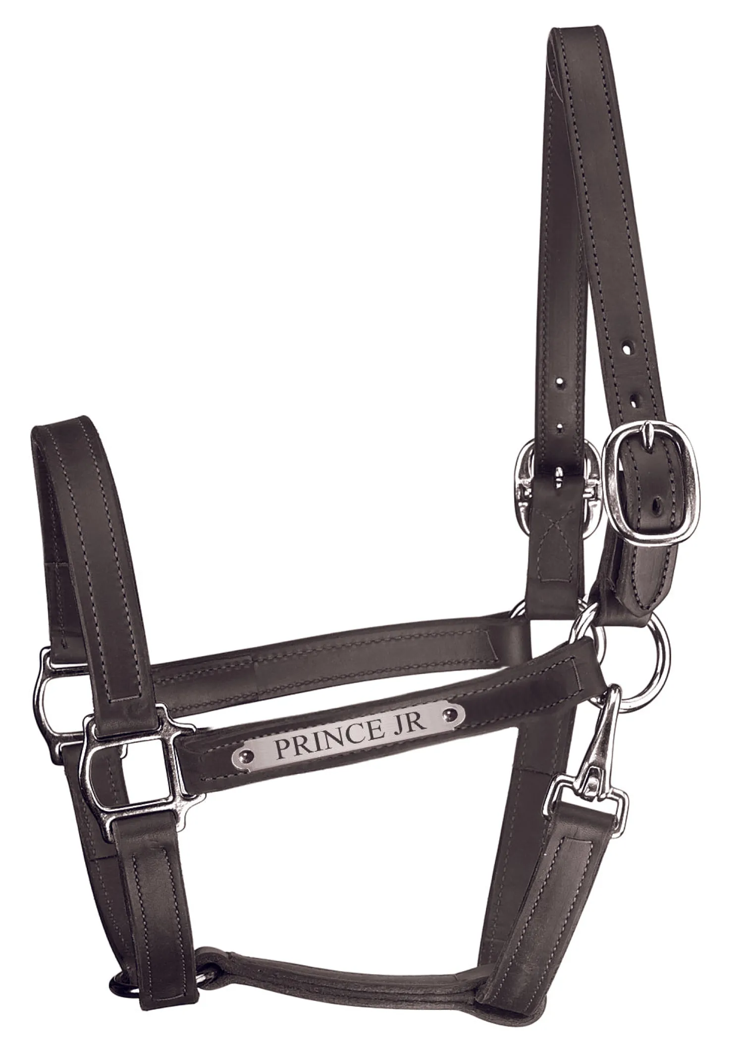 New PERRIS LEATHER Perri’s® Track Style Leather Turnout Halter with Snap Throat and Nameplate