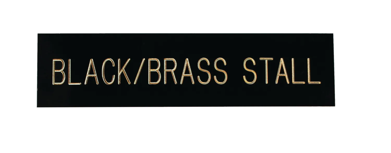 Hot CRW Rectangular Black & Brass Stall Plate - 1 or 2 lines Black/Brass