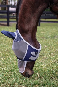 New CWEAR BRANCH Rider's International™ Fine Mesh Fly Mask with Ears & Nose Grey/Blue