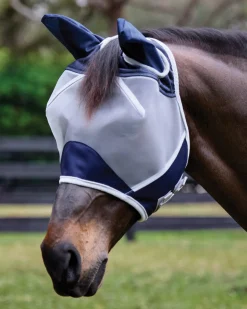 Clearance CWEAR BRANCH Rider's International™ Fine Mesh Fly Mask with Ears Grey/Blue