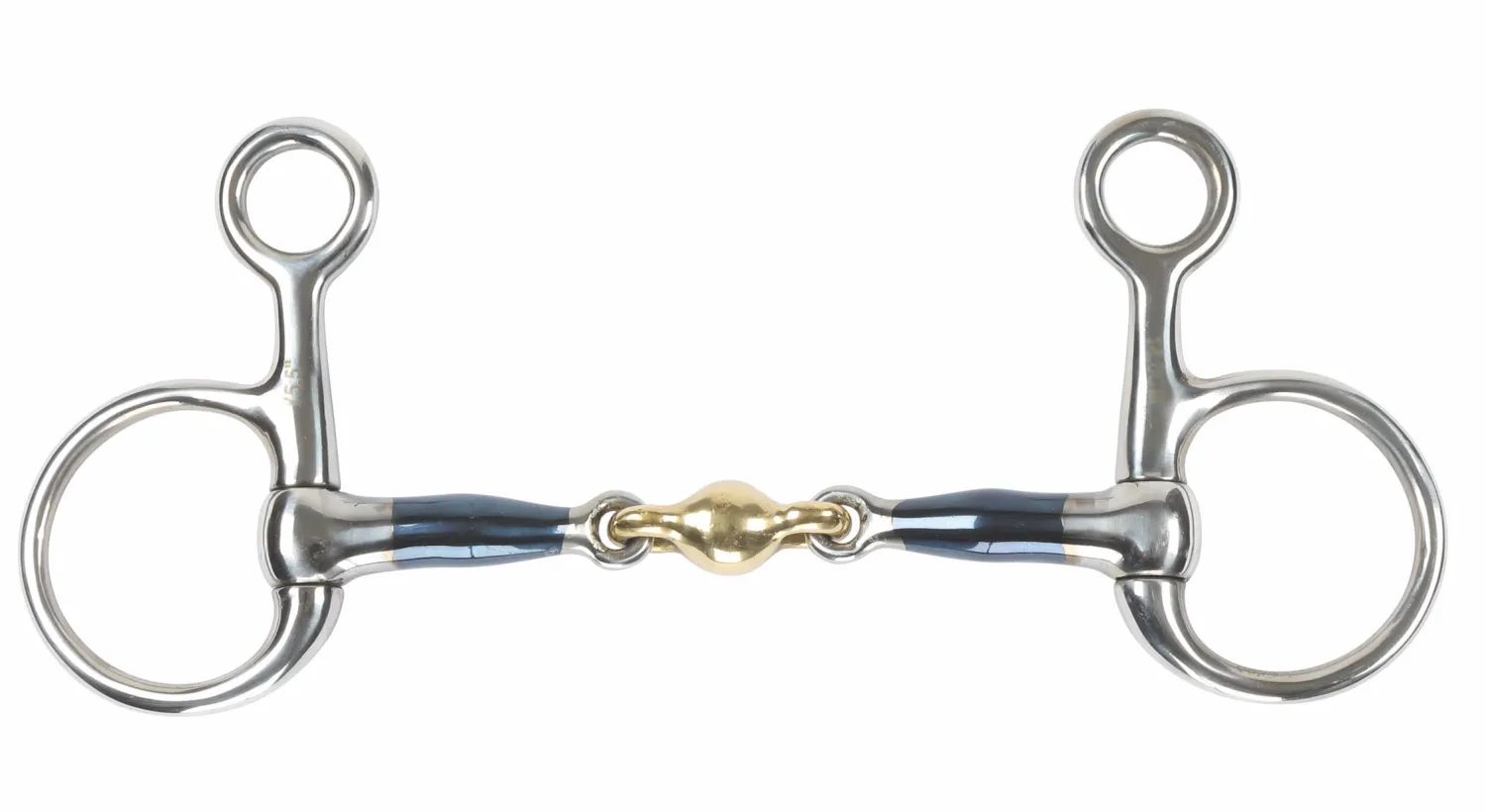 SHIRES EQUESTRIAN Shires Blue Sweet Iron Hanging Cheek Bit with Lozenge Stainless Steel