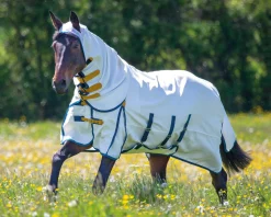 Discount SHIRES EQUESTRIAN Shires Sweet-Itch Combo White/Navy/Mustard