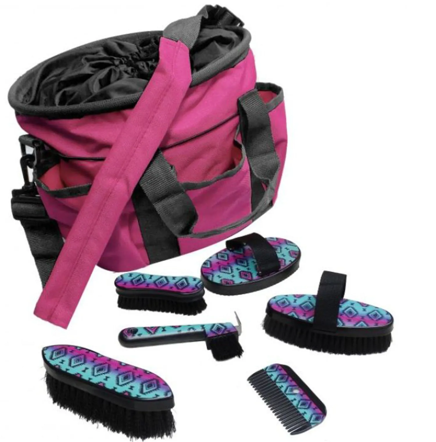 Clearance SHILOH STABLES TACK Showman® Navajo Print Grooming Kit with Nylon Cordura® Tote Bag